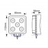 LED Darbo žibintas - prožektorius mini platus 15W 5 LED 12/24V (kvadratinis) EMC